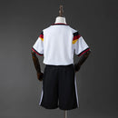 Conjunto Infantil Alemanha Retrô Branco e Preto – Uniforme de Futebol com Camisa e Shorts