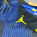 Conjunto Infantil Brasil Azul Camisa e Short – Uniforme Esportivo de Futebol