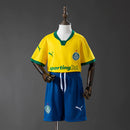 Kit Infantil Palmeiras Amarelo e Azul – Uniforme de Futebol com Camisa e Shorts Puma