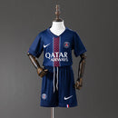 Conjunto Infantil PSG Home Azul-Marinho – Uniforme de Futebol com Camisa e Shorts