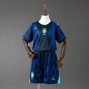 Conjunto Infantil Brasil Azul Camisa e Short – Uniforme Esportivo de Futebol