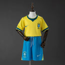Conjunto Infantil Brasil Azul Camuflado – Camisa e Short Esportivo de Futebol