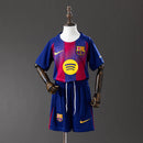 Conjunto Infantil Barcelona Home Azul e Grená 2025