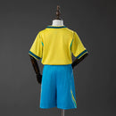 Conjunto Infantil Brasil Azul Camuflado – Camisa e Short Esportivo de Futebol