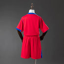 Kit Infantil PSG Vermelho e Azul – Uniforme de Futebol com Camisa e Shorts