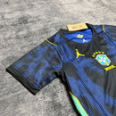 Conjunto Infantil Brasil Azul Camisa e Short – Uniforme Esportivo de Futebol
